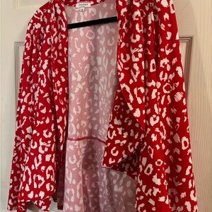 ANDREE BY UNIT Red and White Patterned Cardigan size 3 x